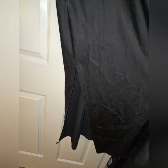 Abercrombie & Fitch Black Slip Midi Dress With Cream Lace Size Large - Picture 10 of 10